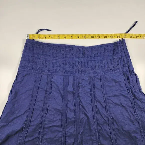 Prana Blue Cotton Mini Skirt Size 6 Boho Casual A-Line - Picture 3 of 7